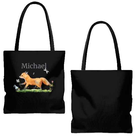 Waldtier Reh Hase Hedgehog Flowers Name Michael Tote Bags (AOP)