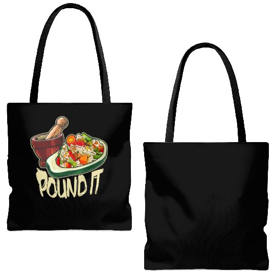 Pound It Green Spicy Thai Papaya Salad Tote Bags (AOP)