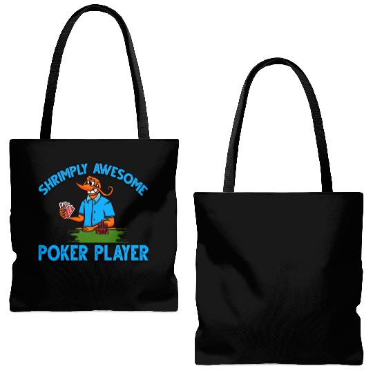 Funny Shrimp/Prawn Pun. Shrimply Awesome Poker Tote Bags (AOP)