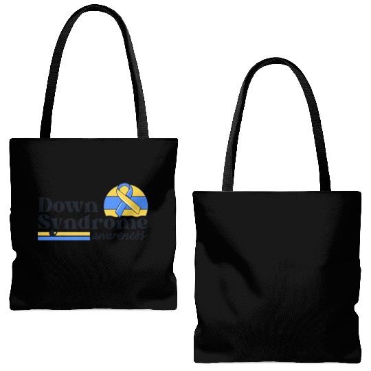 Down Syndrome Awareness Retro Sunset Yellow Blue Tote Bags (AOP)