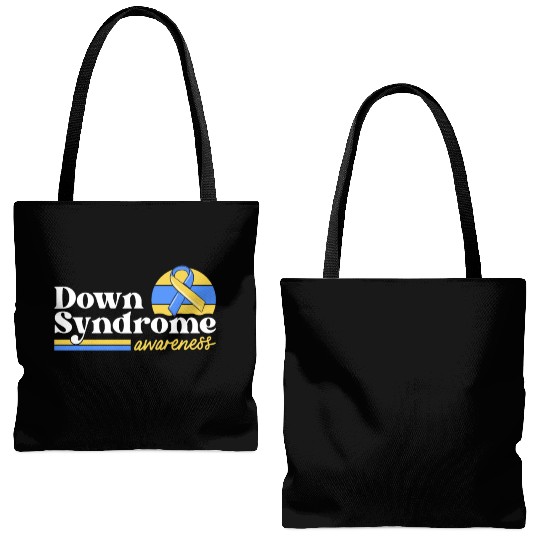 Down Syndrome Awareness Retro Sunset Yellow Blue Tote Bags (AOP)