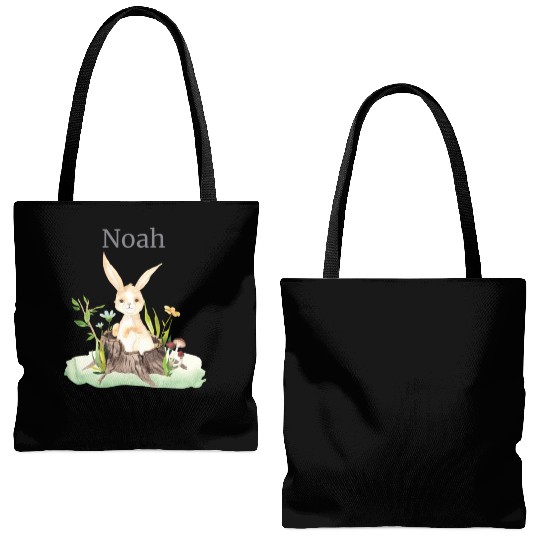 Waldtier Reh Hase Hedgehog Flowers Name Noah Tote Bags (AOP)