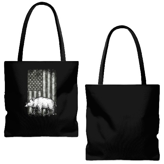 Patriotic Wild Boar Hunting Season For Hog Tote Bags (AOP)