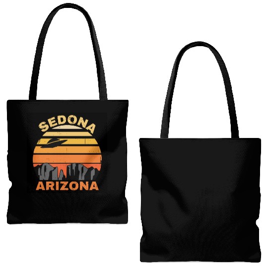 Sedona Arizonna Retro Sunset and UFO Tote Bags (AOP)