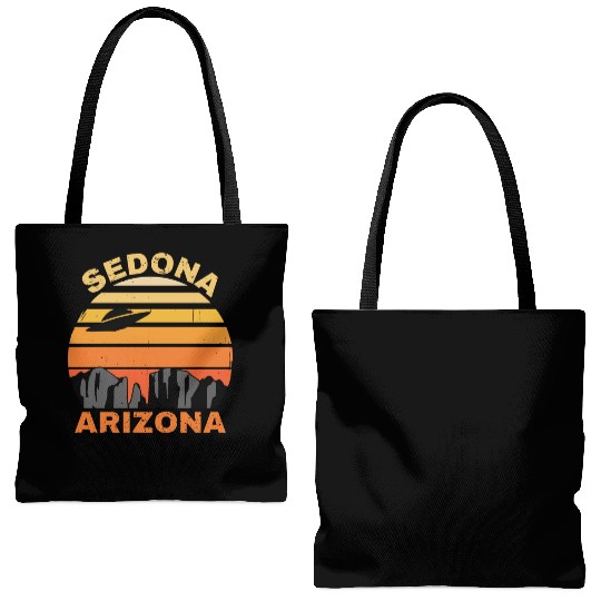 Sedona Arizonna Retro Sunset and UFO Tote Bags (AOP)