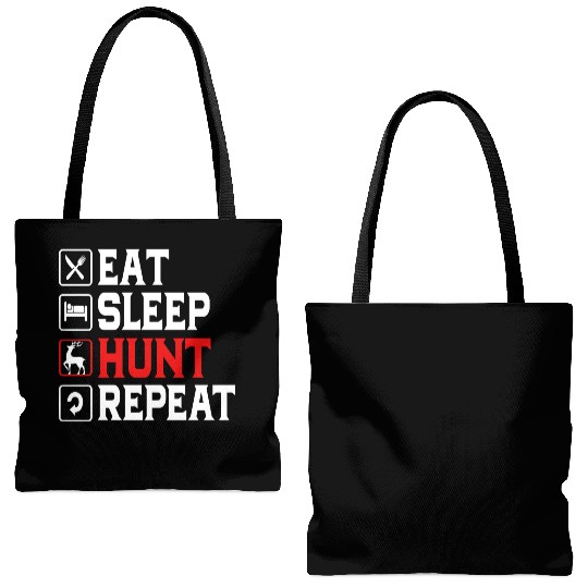Deer Hunting Hunter Eat Sleep Hunt Repeat Tote Bags (AOP)