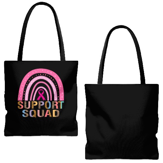 Support Squad Leopard Pink Warrior Breast Cancer Tote Bags (AOP)