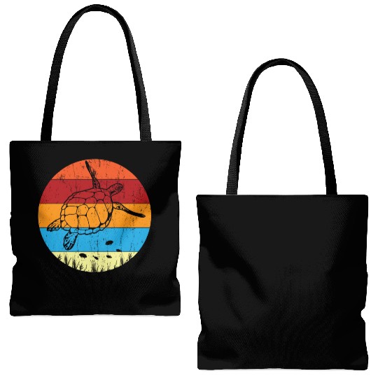 Retro Sea Turtle For Turtle Lover Tote Bags (AOP)