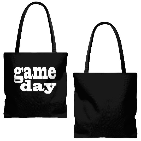 Game Day - white letters Tote Bags (AOP)