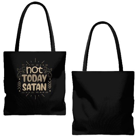 Christianity Not Today Satan Christian Gift Ideas Tote Bags (AOP)