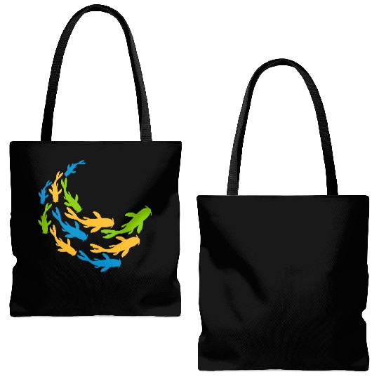 colorful shoal koi fish Tote Bags (AOP)