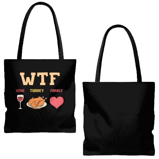 WTF - Wine Turkey Family Tote Bags (AOP)