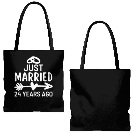 Just Married 24 Years Ago Wedding Anniversary Tote Bags (AOP)