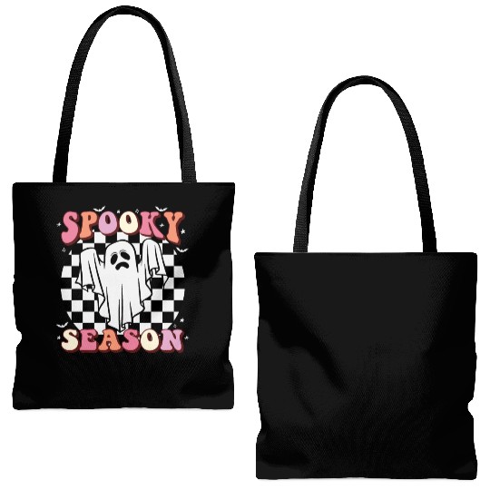 Spooky Season Halloween Vintage Text Design Tote Bags (AOP)