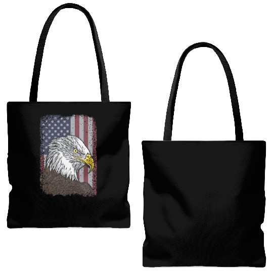 Bald Eagle - American Flag - Patriotic Tote Bags (AOP)