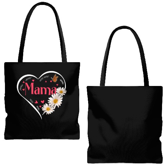 Mama Daisy Flower Heart Women Tote Bags (AOP)