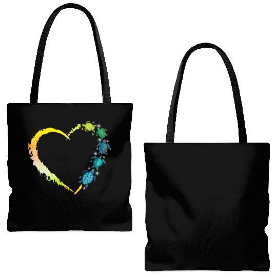 Sea Turtle Heart Animal Lover Tote Bags (AOP)