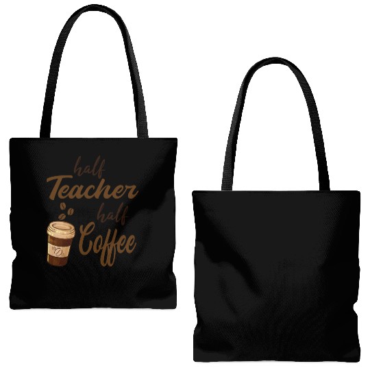 Half Teacher Half Coffee Tote Bags (AOP)