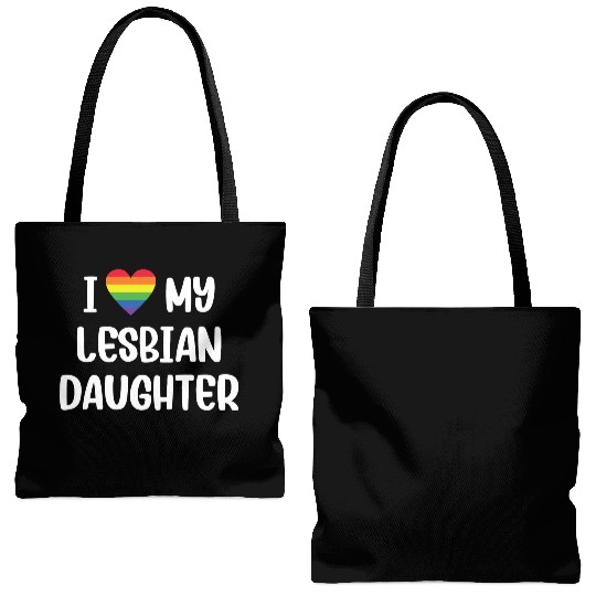 I Love My Lesbian Daughter Supportive Mom Dad Tote Bags (AOP)