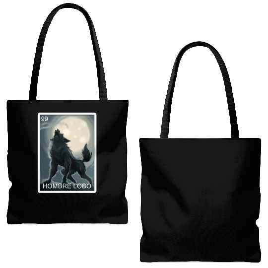 Hombre Lobo Werewolf Card Mexican Lottery Tote Bags (AOP)