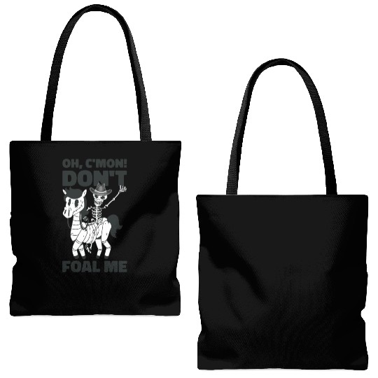 Halloween Cowboy Skeleton Foal Horse Riding Tote Bags (AOP)