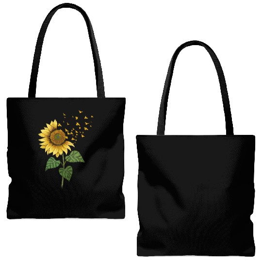 Sunflower Birds Cute Floral Birdwatching Tote Bags (AOP)