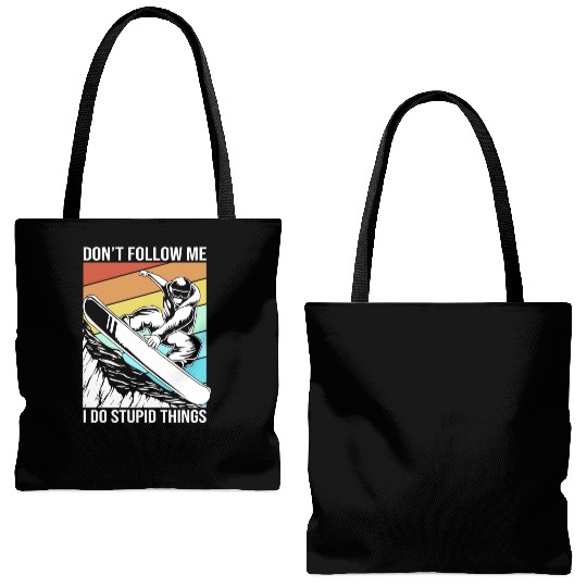 Dont Follow Me I Do Stupid Things Snowboarding Tote Bags (AOP)