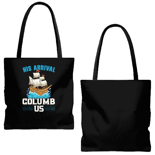 His Arrival Columb Us Navigator Columbus Day Tote Bags (AOP)