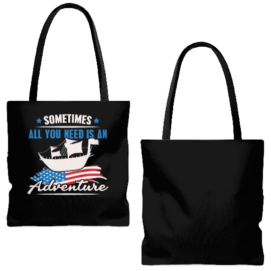 All You Need Is An Adventure Columbus Day Tote Bags (AOP)