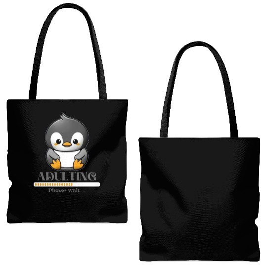 Little penguin adulting Tote Bags (AOP)