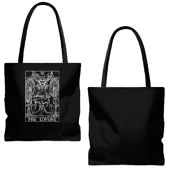 The Lovers Tarot Card Halloween Grim Reaper Gothic Tote Bags (AOP)