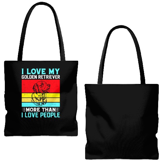 I Love My golden retriever More Than I Love People Tote Bags (AOP)