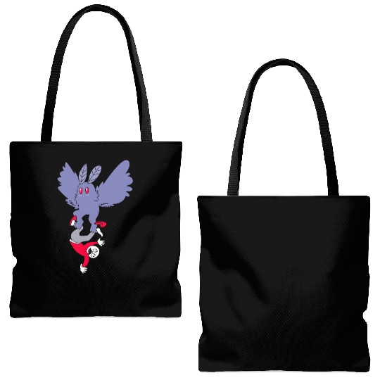 Mothman Abducting Human Goth Cryptid Funny Mothman Tote Bags (AOP)