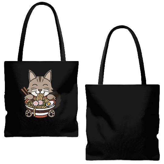 Maine Cat Ramen Noodles Tote Bags (AOP)