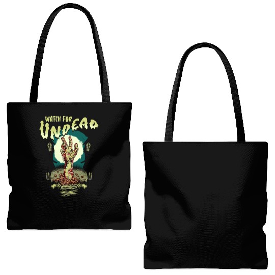 Watch For Undead Halloween Zombie Hand Spooky Scar Tote Bags (AOP)