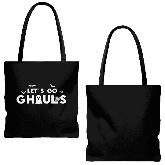 Groovy Boho Let's Go Ghouls Halloween Ghost, Bats Tote Bags (AOP)