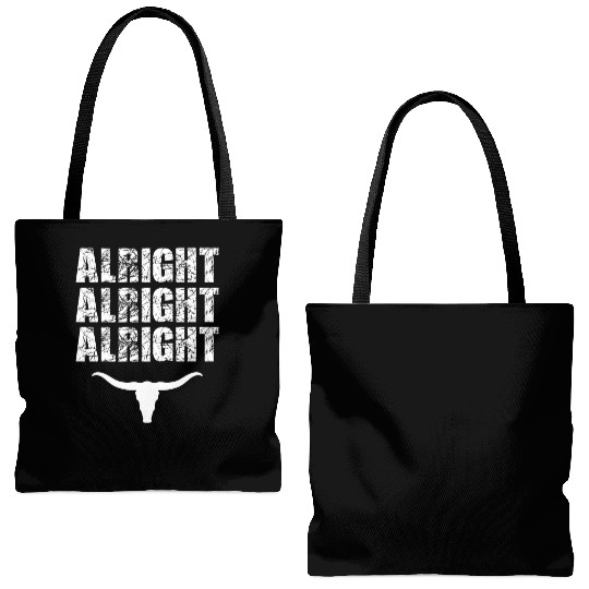 Alright, Alright, Alright Texas Bull Texas Tote Bags (AOP)