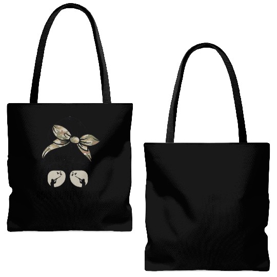 Dove Hunting Tote Bags (AOP) Messy Bun Dove Hunter Woman