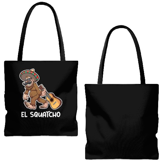El Squatcho Funny mexican guitar sasquatch Tote Bags (AOP)