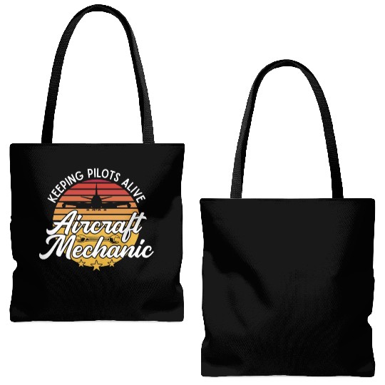 Aircraft Mechanic Keeping Pilots Alive Retro Fix Tote Bags (AOP)