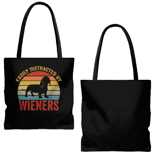 Easily Distracted By Wieners For Dog Lover Tote Bags (AOP)