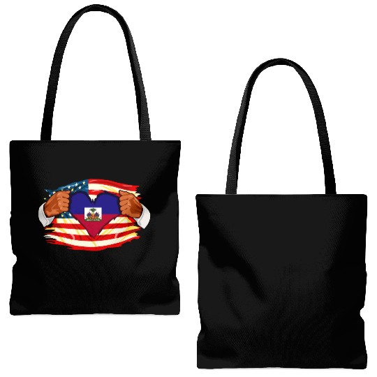Haitians Who Live in America Haiti Flag Tote Bags (AOP)