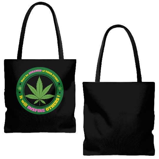 Drug Addiction Recovery AA Sober Sobriety Cannabis Tote Bags (AOP)