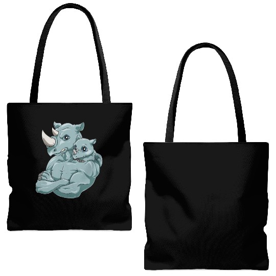 Strong Rhino with Rhino Kid for a Rhinoceros Tote Bags (AOP)