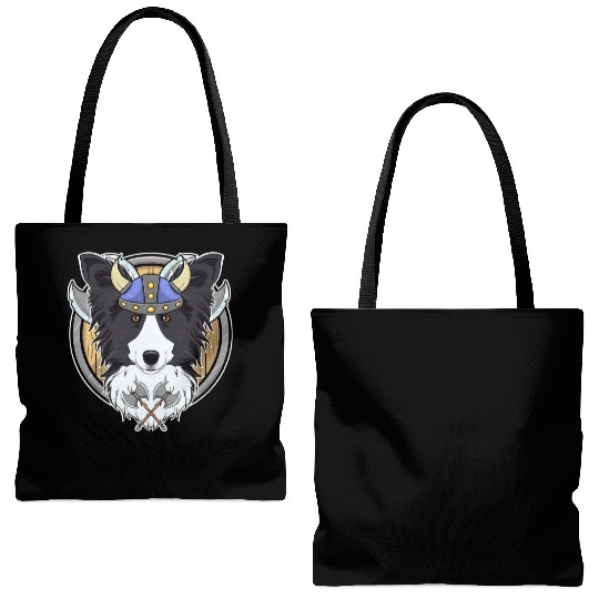 Border Collie I Valhalla I Viking Tote Bags (AOP)