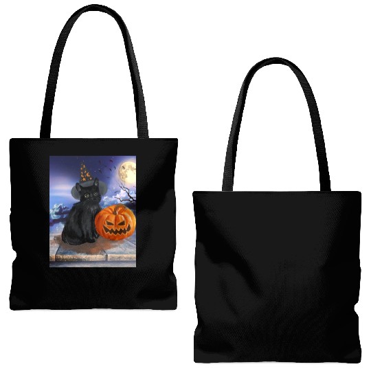 Halloween Cat Tote Bags (AOP)