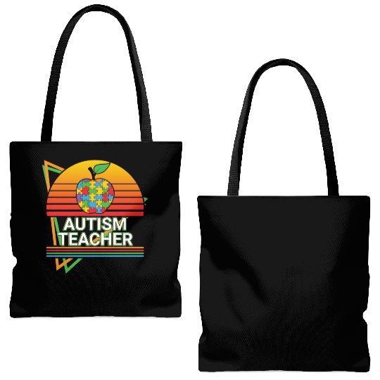 Autism Teacher Retro Tote Bags (AOP)