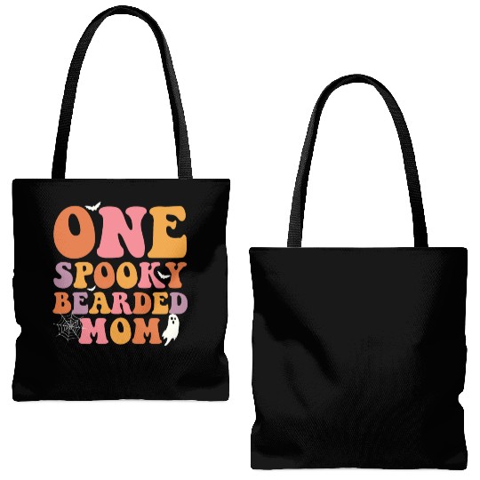 One Spooky Bearded Mom Ghost-themed Halloween Tote Bags (AOP)