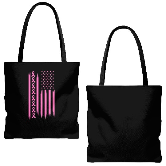 American Flag Breast Cancer Awareness Tote Bags (AOP)