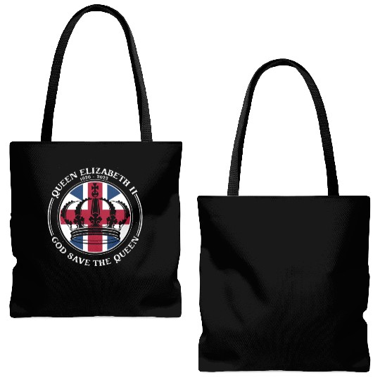 UK British Queen Elizabeth II God Save The Queen Tote Bags (AOP)